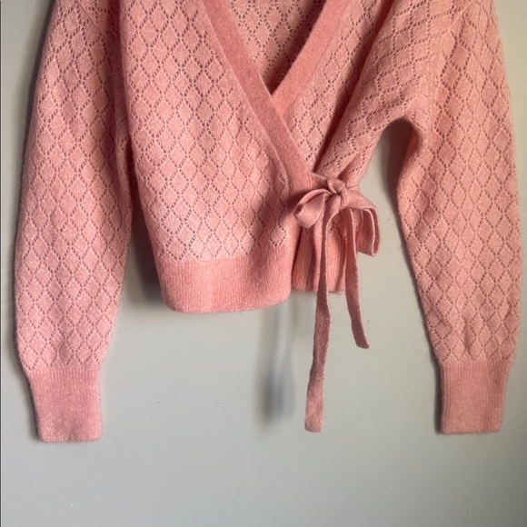 NEW & OTHER STORIES Pointelle Knit Wrap Cardigan Small - Picture 4 of 11